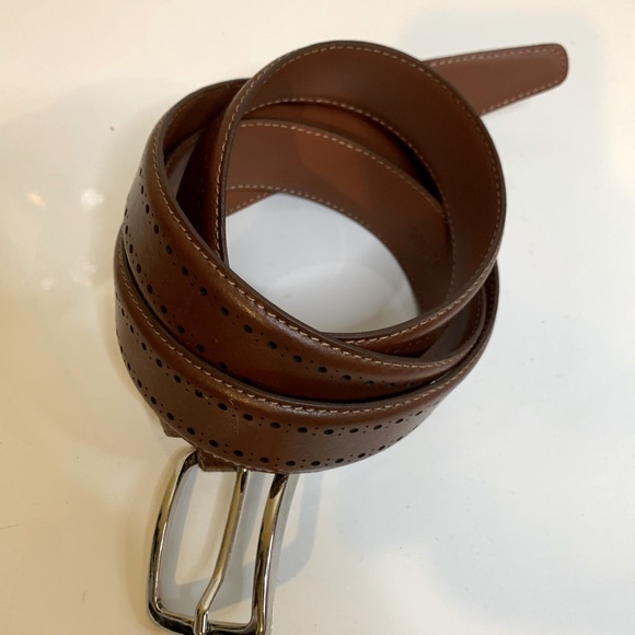 Genuine leather Brooks and Brothers  made in Italy belt brown. - Picture 1 of 8